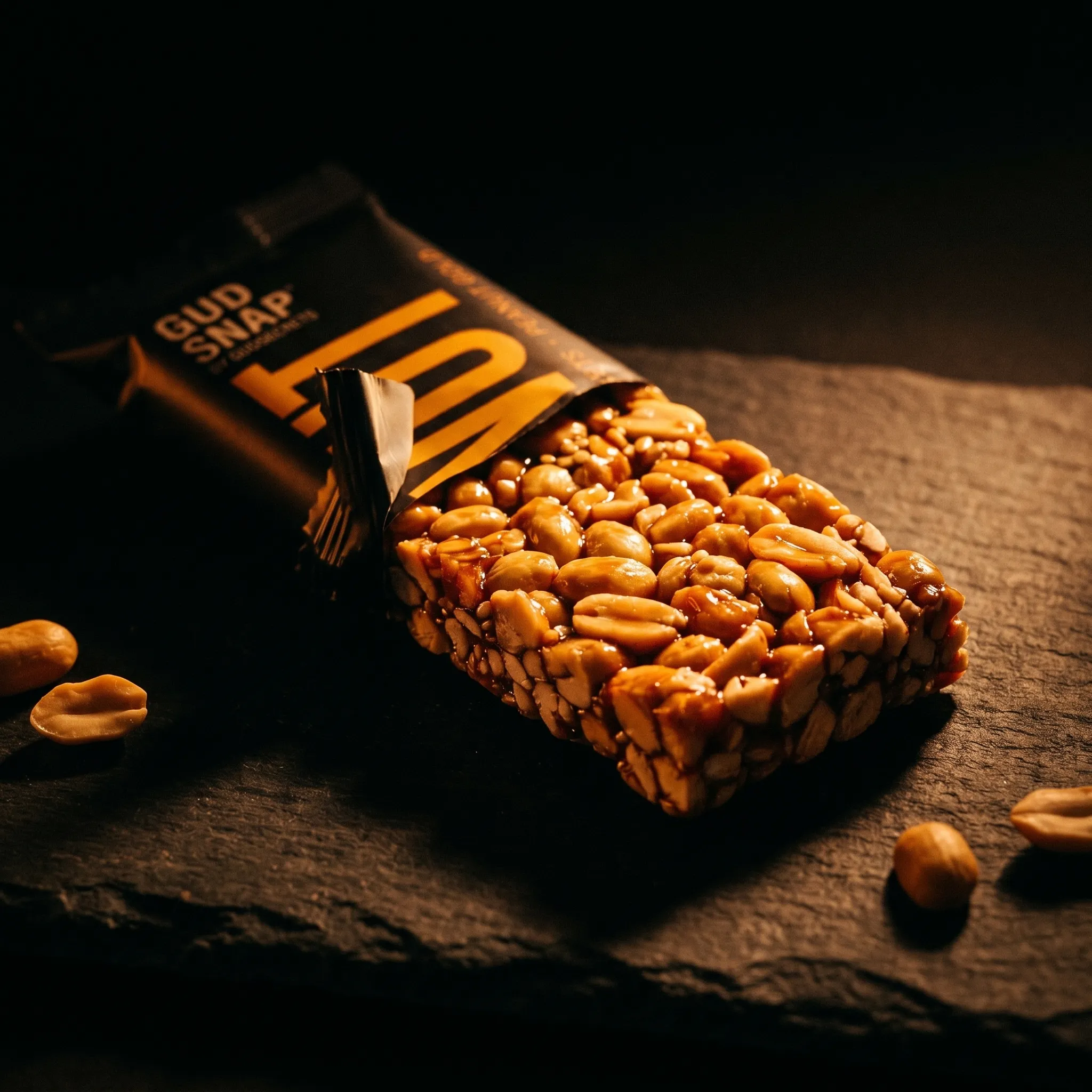 GudSnaps bar partially unwrapped — the launch