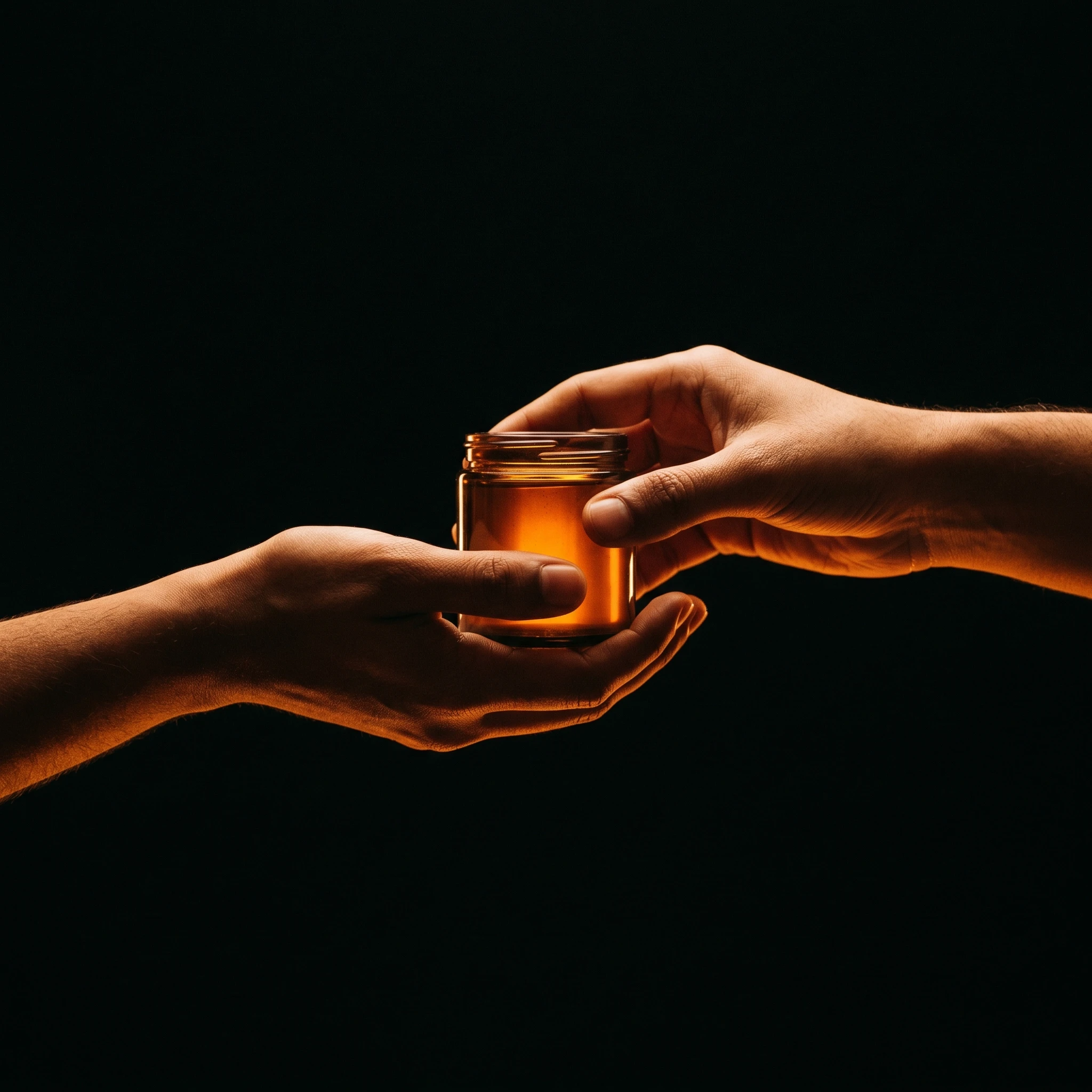 Hands exchanging a GudSecrets jar — the movement